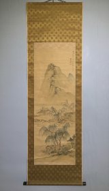 日本名家绘画：山本梅逸《柳荫读书图》（保真）