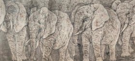 太平有象工笔画，作者王希宁与李是静合作。作品寓意吉祥平安。