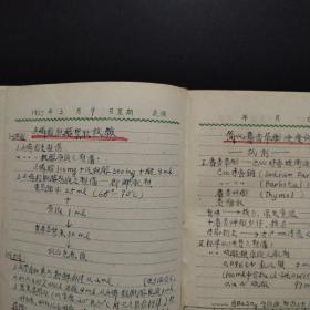 50年代 青年日记本 抗美援朝 内附毛主席像（50年代手抄医学笔记及手绘图：福建医学院临床教学、几种常见出血疾病之诊断、皮花科门诊实习心得、丝虫治疗实习心得、疝的临床等，1955年福建医学院结业生产实习分配名单）