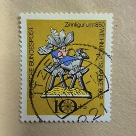 德国邮票西德1969年圣诞节*在马槽降生 销 1全 邮戳随机