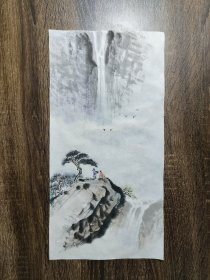 观瀑图 国画山水画 手绘作品