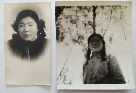 50年代漂亮的女学生 老照片2枚