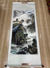 李茹珍山水画—四方层泉落 三千丈翠飞