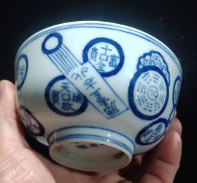 清青花古钱纹碗