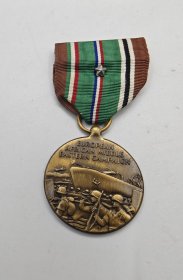 美国1941-1945欧洲中东非战区对德作战奖章 绶带带一颗重大行动嘉奖铜星勋饰
