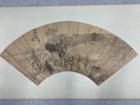 陶焘江苏省文物商店出山水，带火漆.
陶焘，（1825-1900）清代画家。江苏昆山周庄人，陶冷月之祖伯父。号诒孙（亦作字），又作诒生，晚号矩斋，又号东江老画师。师从王淑畦，善画山水，学董其昌，苍莽浑厚，不落恒蹊。笔意峭拔，皴法疏简，焦墨苍古，别有意趣。又能画松鹤，极古健。著有《箬溪渔唱集》。兄陶煦。