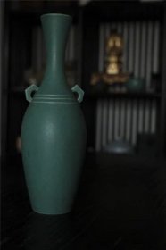 日本草云作青铜釉花瓶原共箱