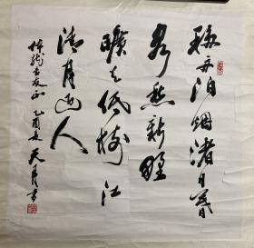 陶天月 书法 镜片 66×66厘米 撕有裂 后背粘有透明胶带