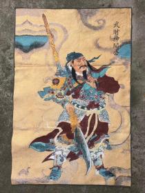 关公唐卡刺绣丝织画