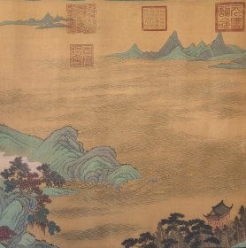 （精品字画） 精品绢本蓬莱仙境图总64.1厘米X9米左右画心59厘米X393.5厘米