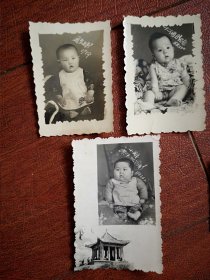 50~80年代老照片，吉林姐妹情谊30年系列之一，58~59年周岁婴儿照三张，