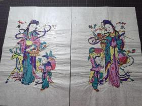木版年画 杨家埠年画社 鹿鹤同春（52×32）cm  油光纸 植物颜料 品色 八十年代 83年古版印刷，印制精美 品相自鉴。