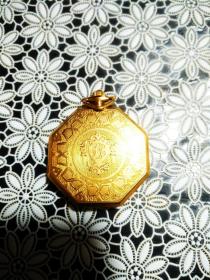 美国铁路金质怀表六边形1890年20周年纪念20K金怀表，15钻大个怀表，和银元大小差不多，正常工作极罕见