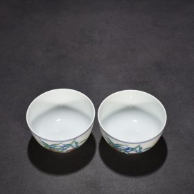 瓷器 清雍正斗彩三果纹杯 5*8厘米