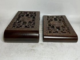 红木镂空雕刻茶台一套，雕刻精美漂亮，尺寸如图，全品。