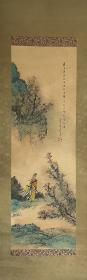 日本老画，东坡赤壁图，绢本绫裱，少一轴头，画心111*36。124