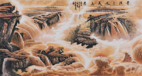 孔庆义 国画字画纯手绘大六尺横幅黄河