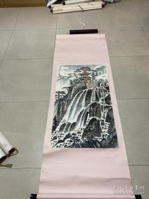 大瀑布哗哗哗！就喜欢知名安徽老画家的精品！自鉴，保证纯手绘包老，老书画作品 保证纯手绘 100+50cm，