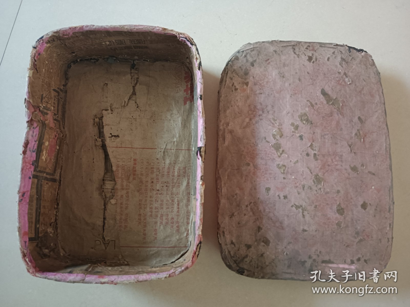 老手工纸糊针线盒子 有小破损品差30×20×10