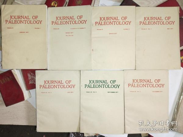 journal of paleontology 古生物学杂志1977年1一6期全（共7本合售，其中，第2期有两本）