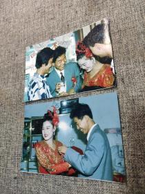 世纪之交 结婚老照片2张【特质富士彩色相纸】