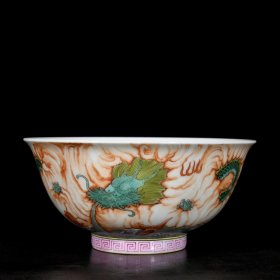 大清乾隆年制珐琅彩蜗寄居士唐英题望子成龙诗词纹碗 尺寸7x15cm
