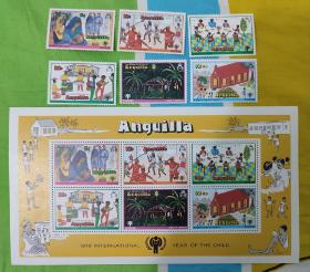 安圭拉邮票 1979年 国际儿童年 6+1 全新