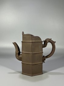 六方高节僧帽，落款「时大彬」明代 容量约520cc 尺寸16×8×16cm