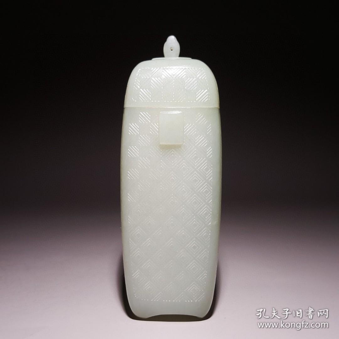 和田玉雕文盖瓶尺寸：13×5.5×5厘米重量：172克