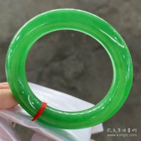 缅甸翡翠全绿圆手镯内径56mm