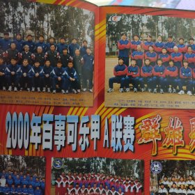 2000年百事可乐 甲A联赛 群雄聚会 足球海报 四川全兴 深圳平安 沈阳海狮 重庆隆鑫 吉林敖东 云南红塔 大连万达 背面因扎吉