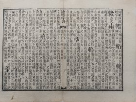 古籍散页《康熙字典》 一页，页码20 ，道光七年奉旨重刊，尺寸23.5*19.5厘米，这是一张木刻本古籍散页，不是一本书，轻微破损缺纸，已经手工托纸。