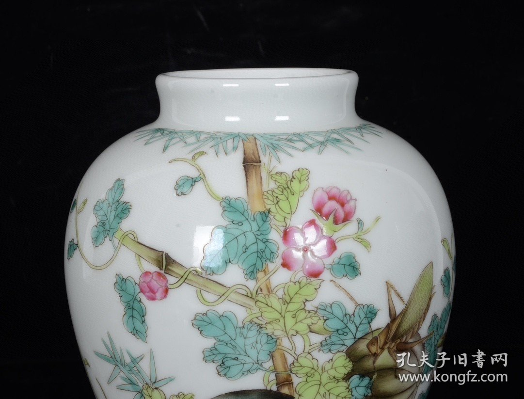 清乾隆珐琅彩瓜果飘香将军罐；24x14