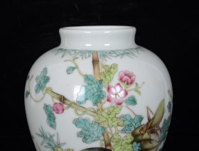 清乾隆珐琅彩瓜果飘香将军罐；24x14