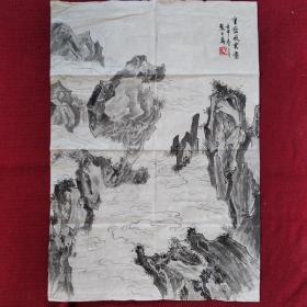 保老保真 张之万 国画书法字画。由于年代较长，纸面霉斑较多，旧痕明显。老字画一副。尺寸70✖️50厘米。