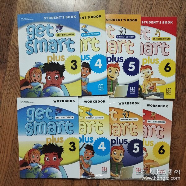 大山外语get smart plus 3、4、5、6 student boo+workbook3、4、5、6(8本合售，workbook4,5,6有光盘）