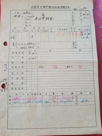 1953年工业电力用户整理记录（1张）