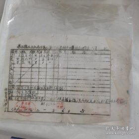 綦江县1951年资料，内容毛笔填写盖章