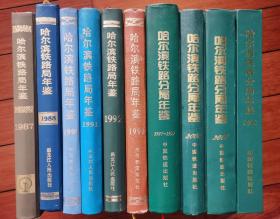 哈尔滨铁路局年鉴10册（ 其中1987年为创刊）