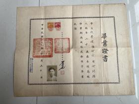 著名爱国教育家罗光道校长发给学生钱学礼的毕业证书