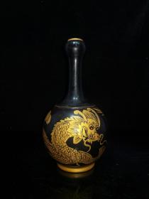 宋代老窑瓷黑釉流金龙纹花瓶一个