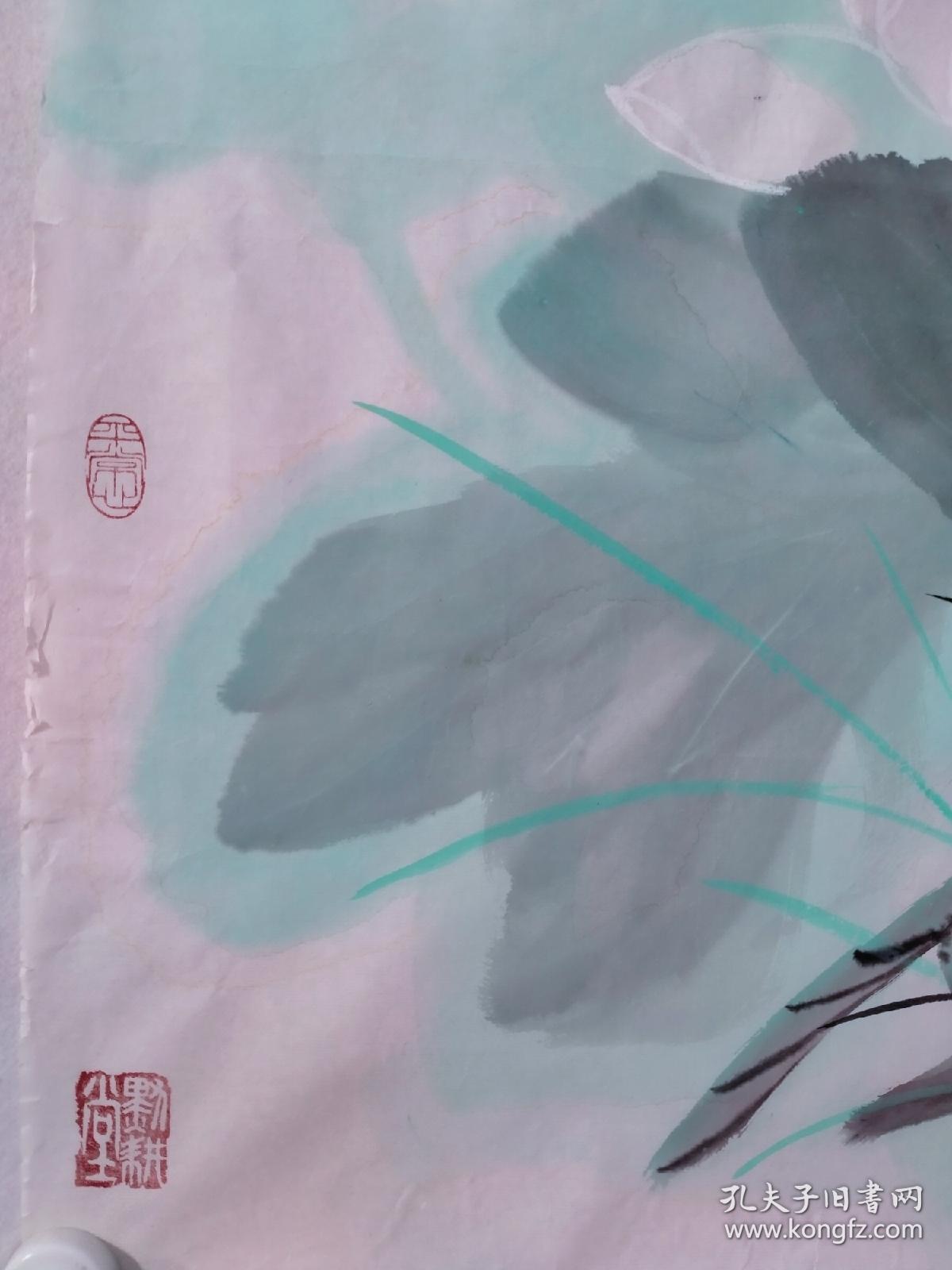 保真书画，何海霞入室弟子，陈君四尺斗方国画作品《溢韵香风生》一幅，纸本画心尺寸：70*69