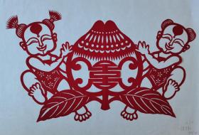 参展剪纸～北京张晓林《金童贺寿》