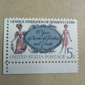 USA112美国邮票 1966年 妇女俱乐部 外国邮票 新 1全 MNH