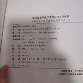 检察机关职务犯罪预防业务指导丛书：职务犯罪预防工作理论与实务指导