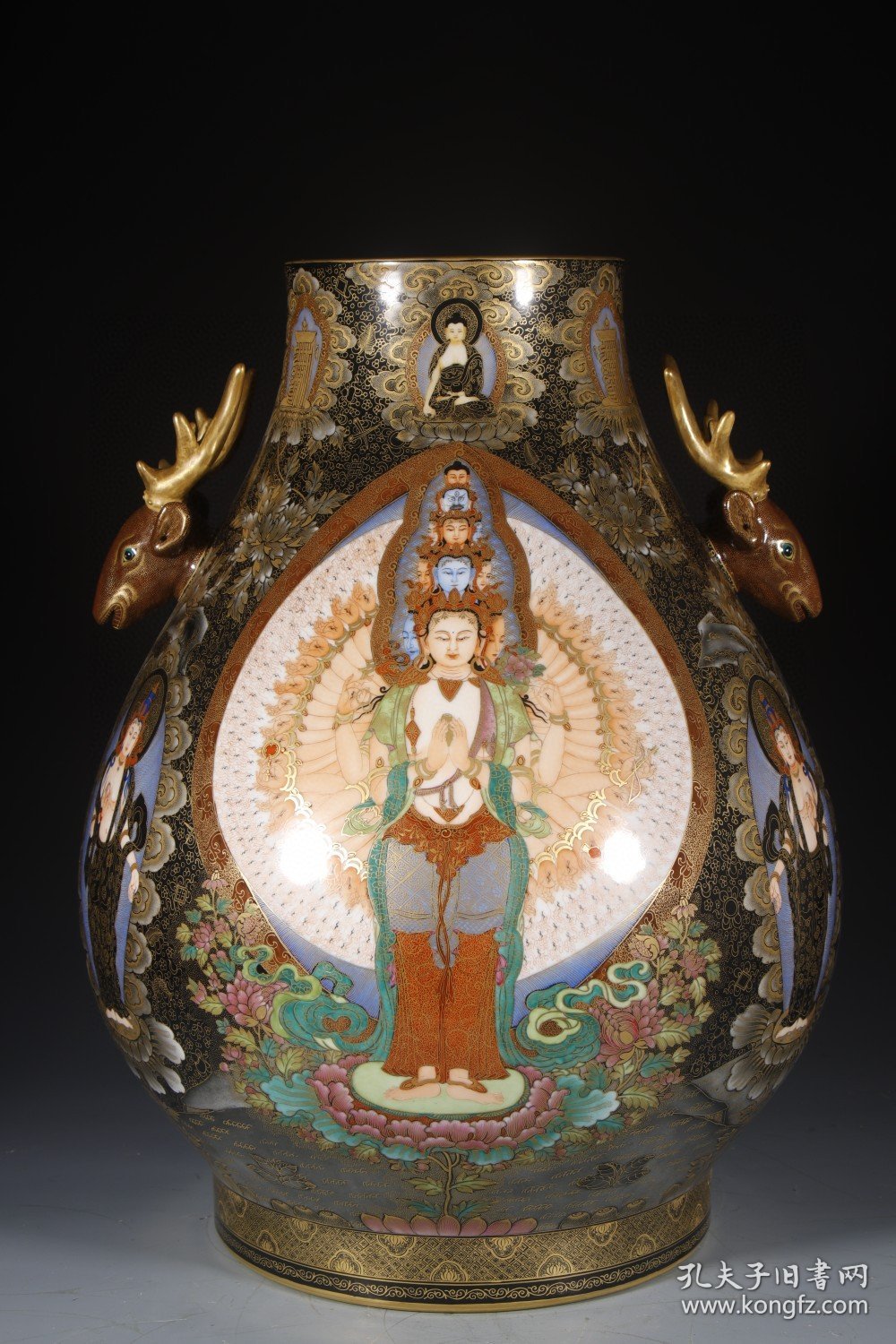 （议价） 清乾隆：鹿头尊千手观音唐卡