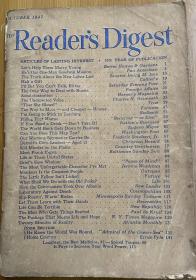 October 1947年 美国出版的《reader's  digest》，尺寸19.8*13.8厘米，总168页，年代久远，品相如图，喜欢的来，诚信交易谨慎拍，售后不退。