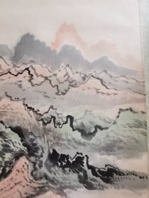 大马 卫志雄成名前作品 陆俨少作品款山水风情系列138+68厘米画心山水写生图笔意可关于茶室玄关私人酒店会所 保证手绘