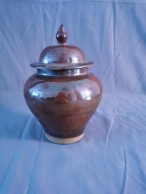 紫金釉老茶叶罐 高18cm 口径8cm
