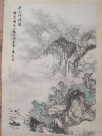 中美协会员，江苏著名山水画家杨勇作《深山修隐图》有上款。